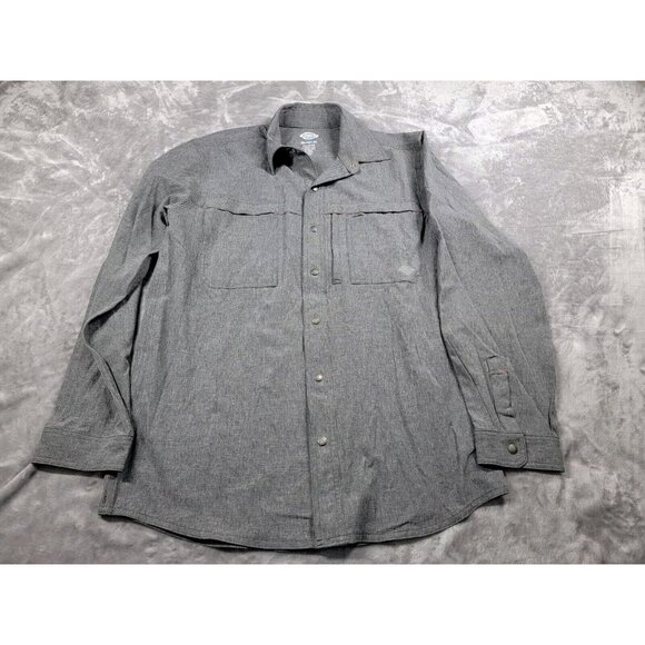 Dickies Cooling Temp-IQ Men's‎ long sleeve snap shirt Gray Medium, Work Casual - Picture 1 of 6